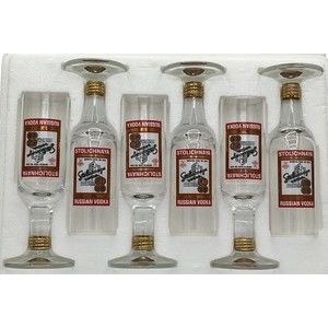New Stoli Stolichnaya Russian Vodka Set Of 6 Stemmed 4 Cl Shot Cordial Glasses